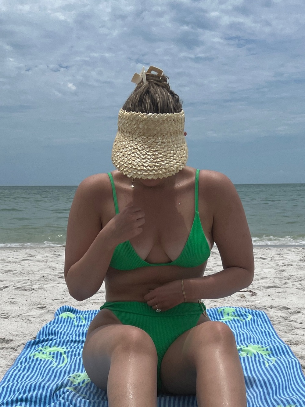 Monday Swimwear Neon Green Textured Triangle Bikini Top